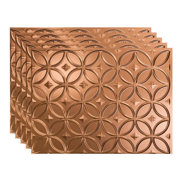 FASÄDE Rings Decorative Vinyl 18in x 24in Backsplash Panel in Polished Copper (5 Pack)