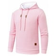 thumbnail image 3 of Weilanxin Mens Hooded Sweatshirt Casual Long Sleeve Drawstring Waffle Knit Pullover Hoodies Pink XL, 3 of 8