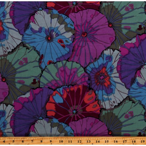 Cotton Kaffe Fassett Lotus Leaf Floral Nature Purple Cotton Fabric Print by the Yard (PWGP029.VINTAGE)