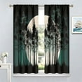 thumbnail image 4 of Forest Curtains, Gothic Black Misty Forest Blackout Window Treatments for Living Room Bedroom Halloween Decor, Goth Foggy Mysterious Nature Full Moon Printed Drapes 2 Panel Sets,42x63 Inch, 4 of 5