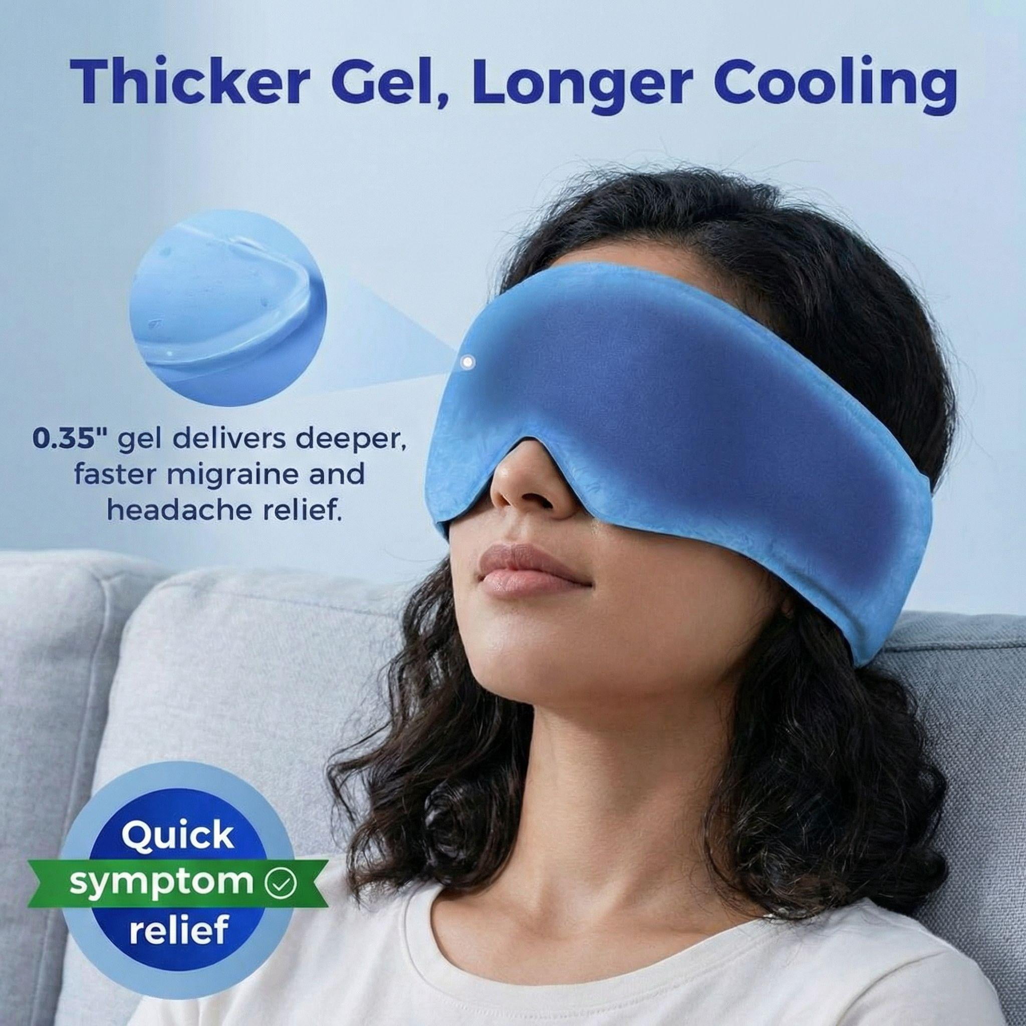 FACEMOON Adults Ice Soft Weighted Gel Cooling Comfort Eye Mask for Tired Eyes, Puffy Eyes, Dark Circles, Sleep Support with Storage Bag, Blue