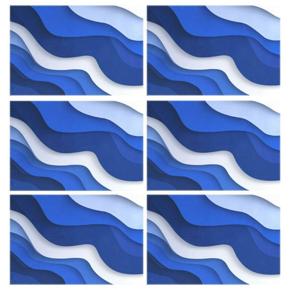Rectangular Placemats of 6 Washable Table Mat Suitable for Dining Tables12x18 Inch Navy Blue Color Palette