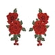 thumbnail image 1 of 2pcs Embroidery Rose Floral Sew Patch for Craft Collar Bust Dress Bag Applique (Red), 1 of 3