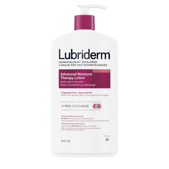 Lubriderm Advanced Moisture Therapy Lotion, Vitamin E, Pro-Vitamin B5, Pro-Ceramide, Dry Skin, Fragrance Free