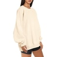 thumbnail image 4 of Sudadera de mujer de gran tamaño con cuello redondo y manga larga de forro polar, ropa para adolescentes y niñas de otoño e invierno (L), 4 of 6