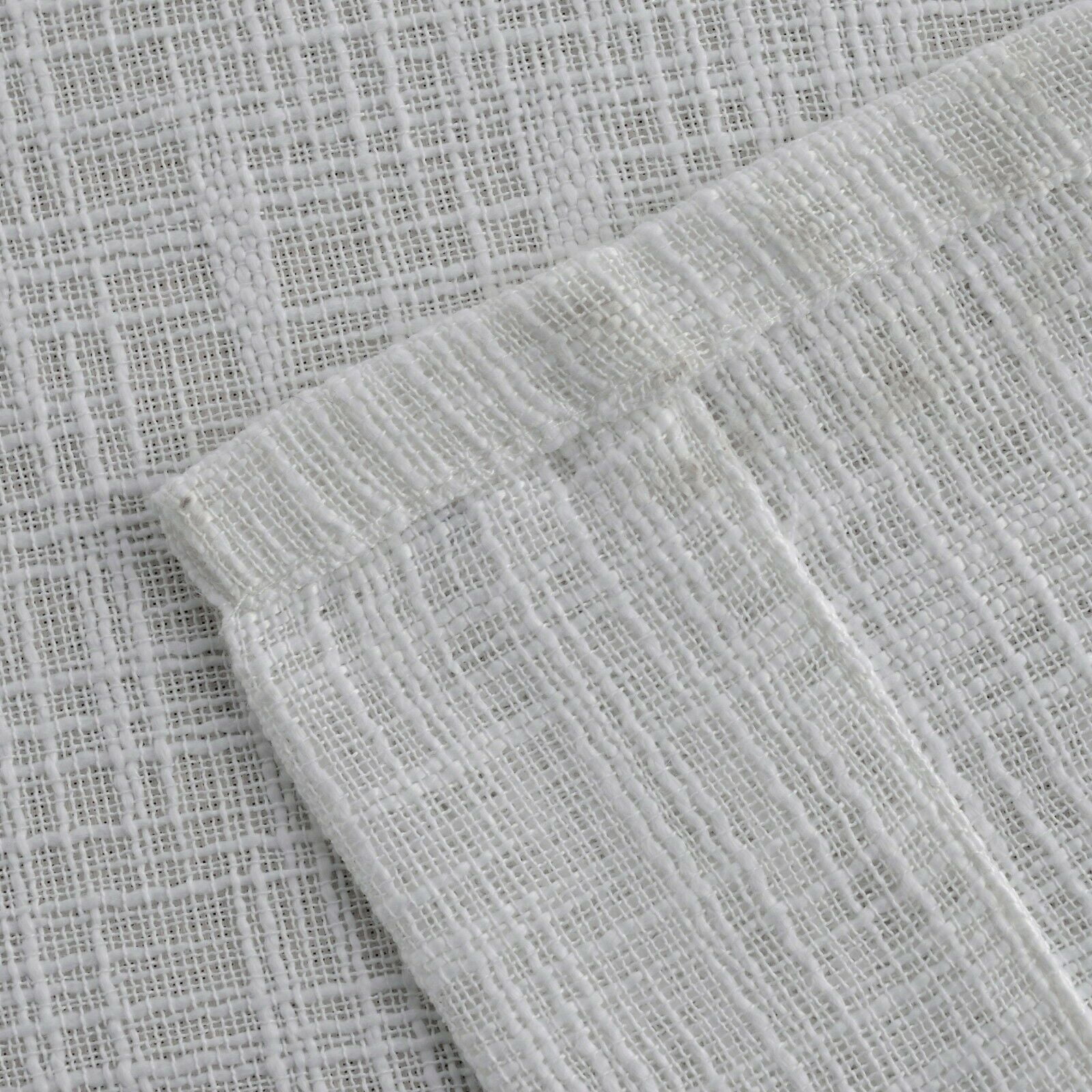 Kate Aurora Semi Sheer Textured Linen Grommet Top Solid Colored Window Curtain Panel Pair - White