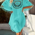 thumbnail image 4 of Bikini Cover Up Hollow Out Tassels Summer Loose-fitting Sun Protection Swimwear Tunic for Beach, 4 of 7
