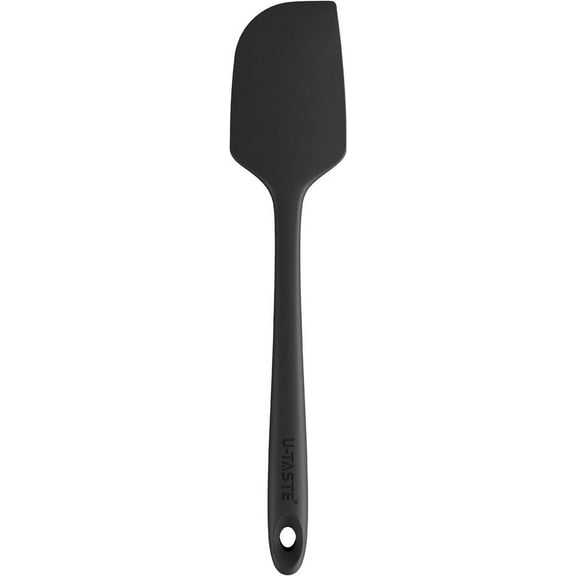 U-Taste 11.38in Silicone Large Spatula, 480°F High Heat Resistant BPA-Free Food Grade Kitchen Cooking Baking Mixing One Piece Seamless Flexible Rubber Bowl Scraper for Nonstick Cookware (Black)