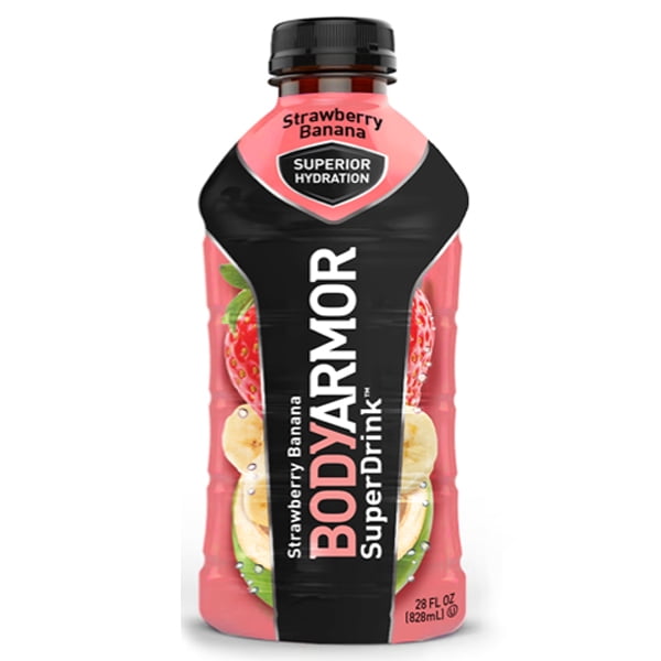 Body Armor Strawberry Banana Sports Drink 28 oz Plastic Bottles Pack
