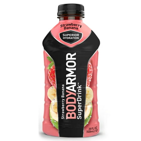 Hockey Body Armor - Body Armor Strawberry Banana Sports Drink 28 oz Plastic Bottles - Pack of 12