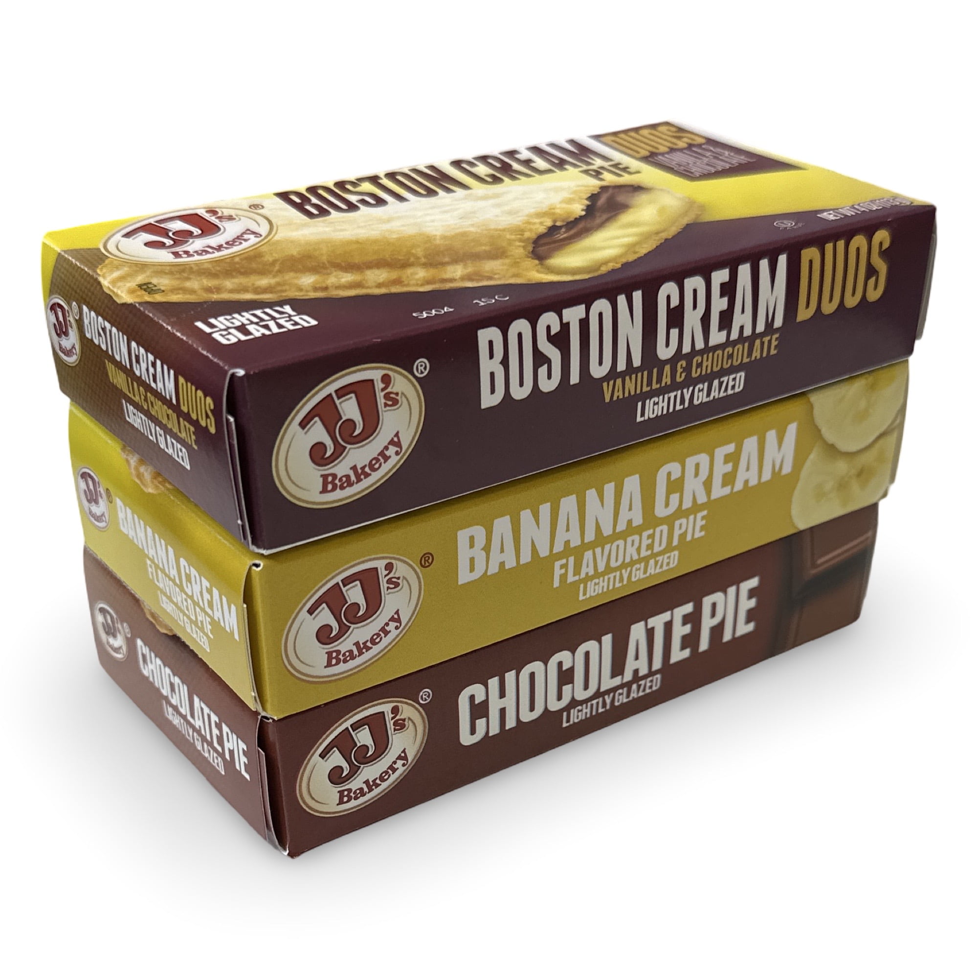 (2 pack) JJ's Bakery Pies Variety Pack (Boston Cream / Chocolate / Banana) | 12 Count