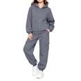 thumbnail image 2 of BRGZLK Kids 2 Piece Tracksuit Set 2026 Long Sleeve Solid Color Zip Up Hooded Sweatshirt and Elastic Waist Sweatpants Fleece Comfort Casual Sportswear Kids Fall Winter Clothes Dark Gray 3-4 Years, 2 of 7
