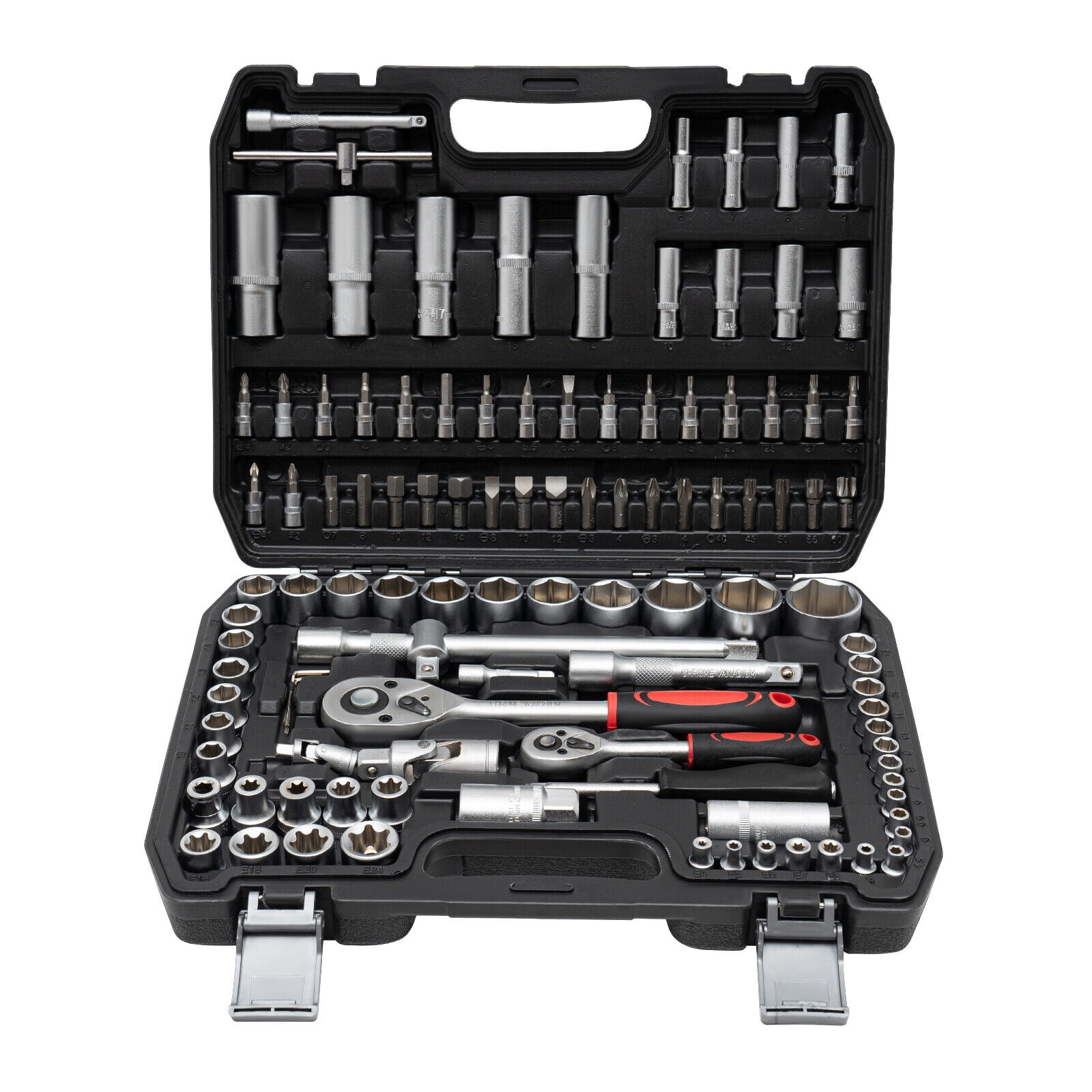 TFCFL 108Pcs Ratchet Wrench Mechanics Tools Kit Metric 1/4 And 1/2 Drive Socket Set Fit For Diy Car Motorcycle Repair