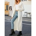 thumbnail image 3 of Cenuakty Women's Long Knitted Cardigan, Solid Color Long Sleeve Lapel Front Open Loose Sweater Coat for Autumn, 3 of 9