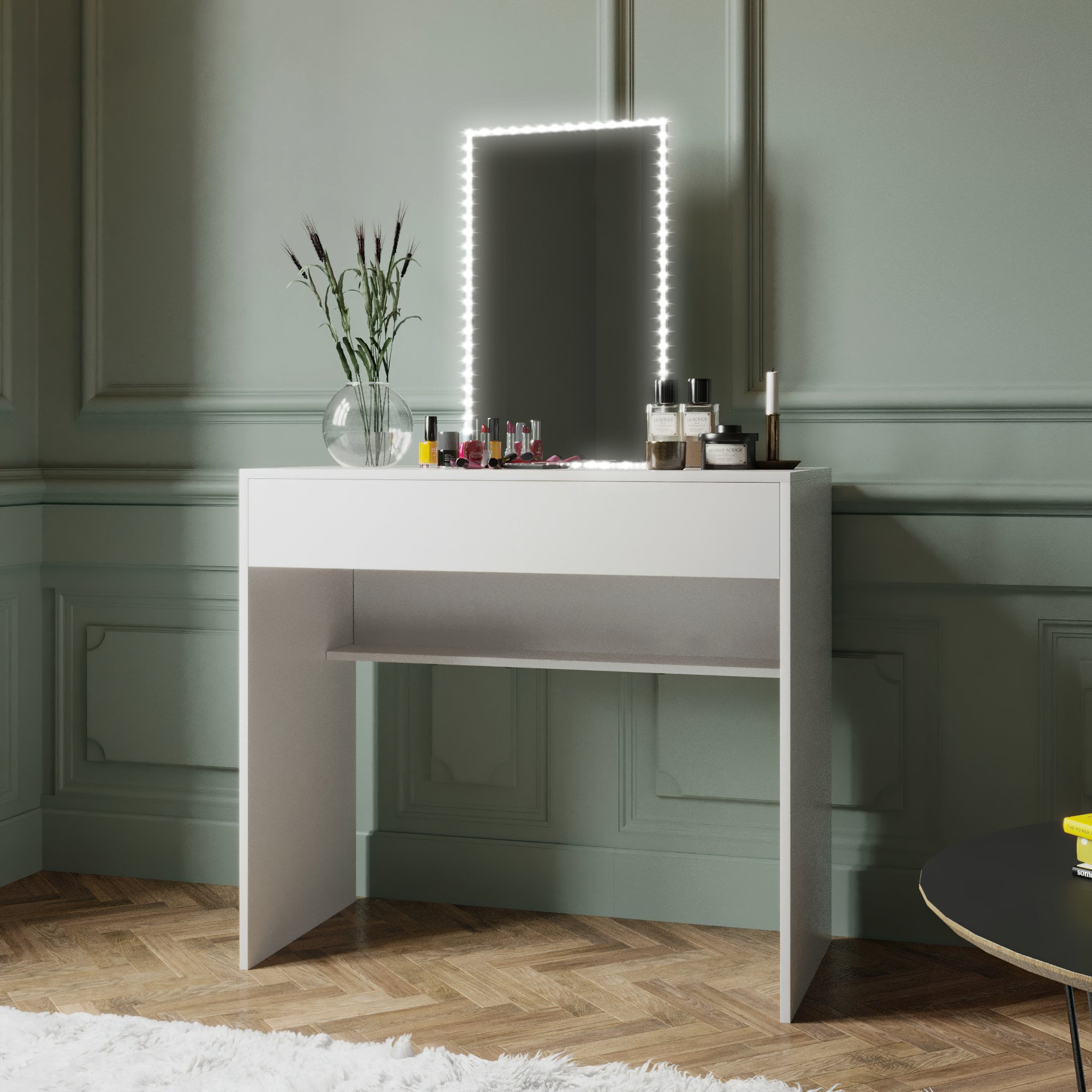 Boahaus Aura Modern Vanity Table With, How To Clean Mirror Table