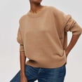 thumbnail image 4 of REORIAFEE Sweaters for Women Fall 2023 Knit Pullover Sweater Tops Jumper Long Sleeve Crewneck Solid Color Sweater Casual Pullover Fitted Pullover Beige S, 4 of 5