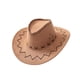 thumbnail image 3 of Sombrero de vaquero de gamuza estilo western cómodo con circunferencia interior de 58 cm de ala ancha para Marrón, 3 of 9