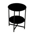 thumbnail image 5 of 2-Layer Tempered Glass End Table, Modern Round Small Coffee Table, Sofa Side Table, Telephone Table, Plant Stand, for Bedroom Living Room Office, Sturdy and Durable, Easy to Clean, Black, 5 of 7