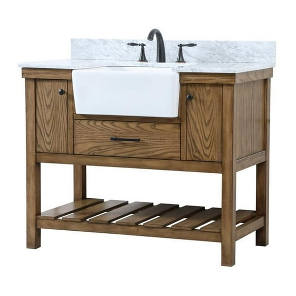 Elegant Decor Clement 42" Single Bathroom Vanity with Backsplash in Driftwood