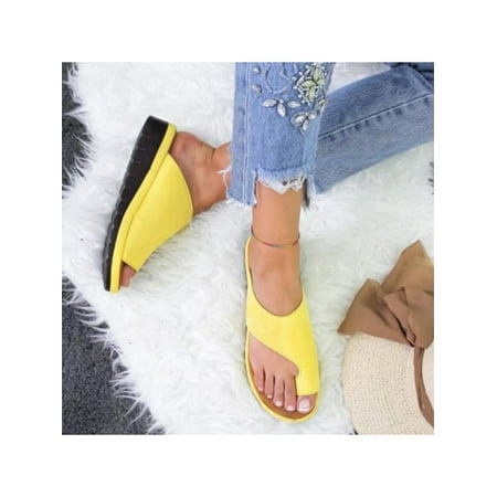 

Daeful Lady Slippers Solid Color Slides Backless Shoes Daily Casual Comfortable Slip On Flip Flops Yellow 4.5
