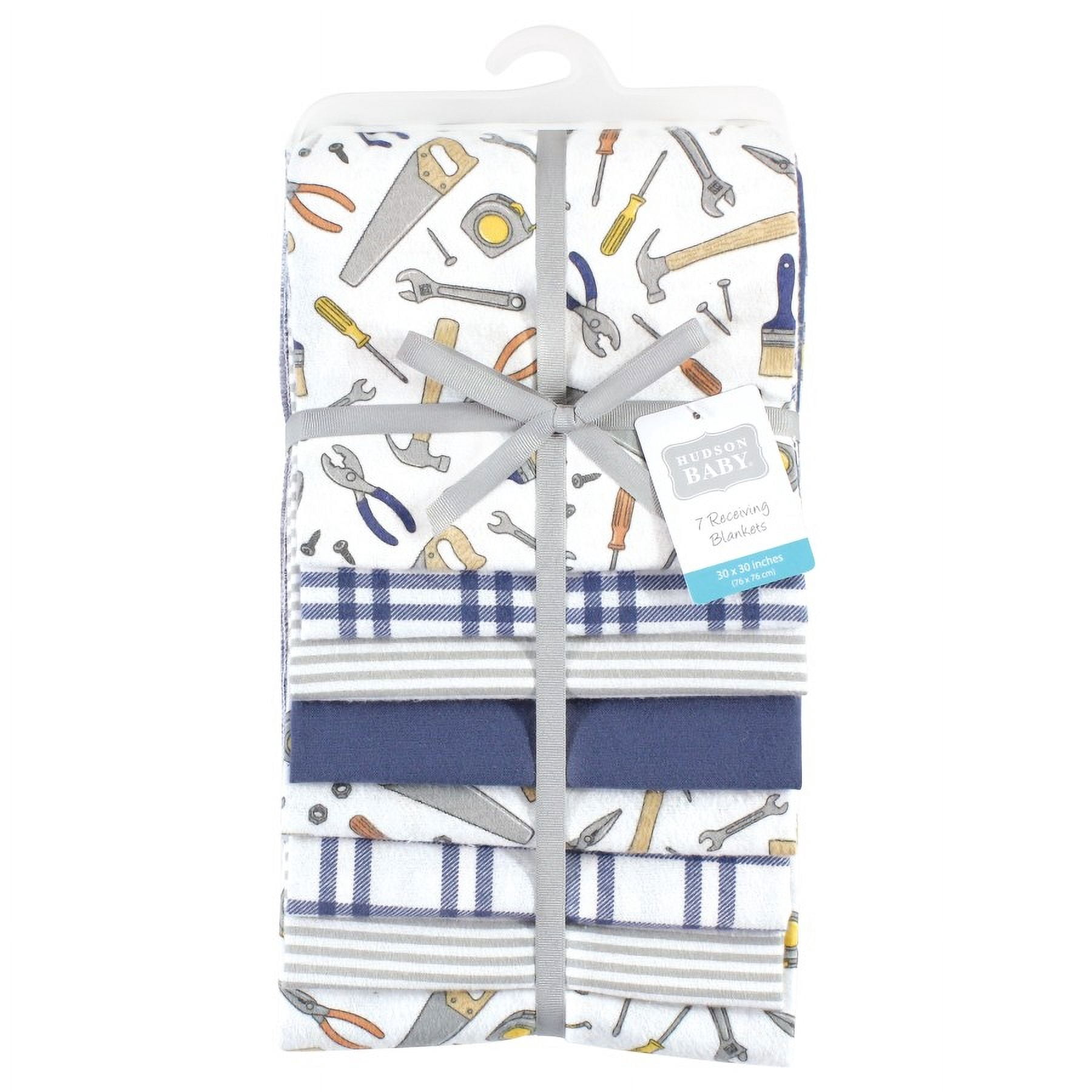 Hudson Baby Infant Boy Cotton Flannel Receiving Blankets Bundle, Construction Work, One Size
