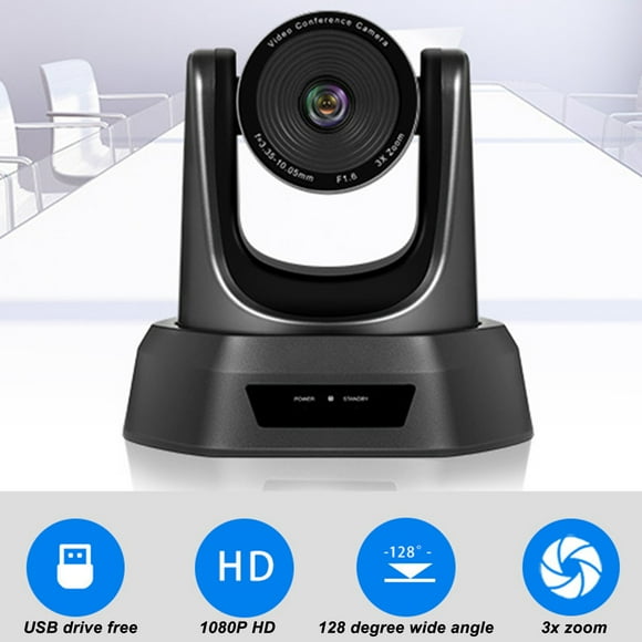 3X Optical Zoom Full HD 1080P Rotatable Video Conference Camera, PTZ Camera with 128 Degree View, Pre Position Function, for Business Meeting