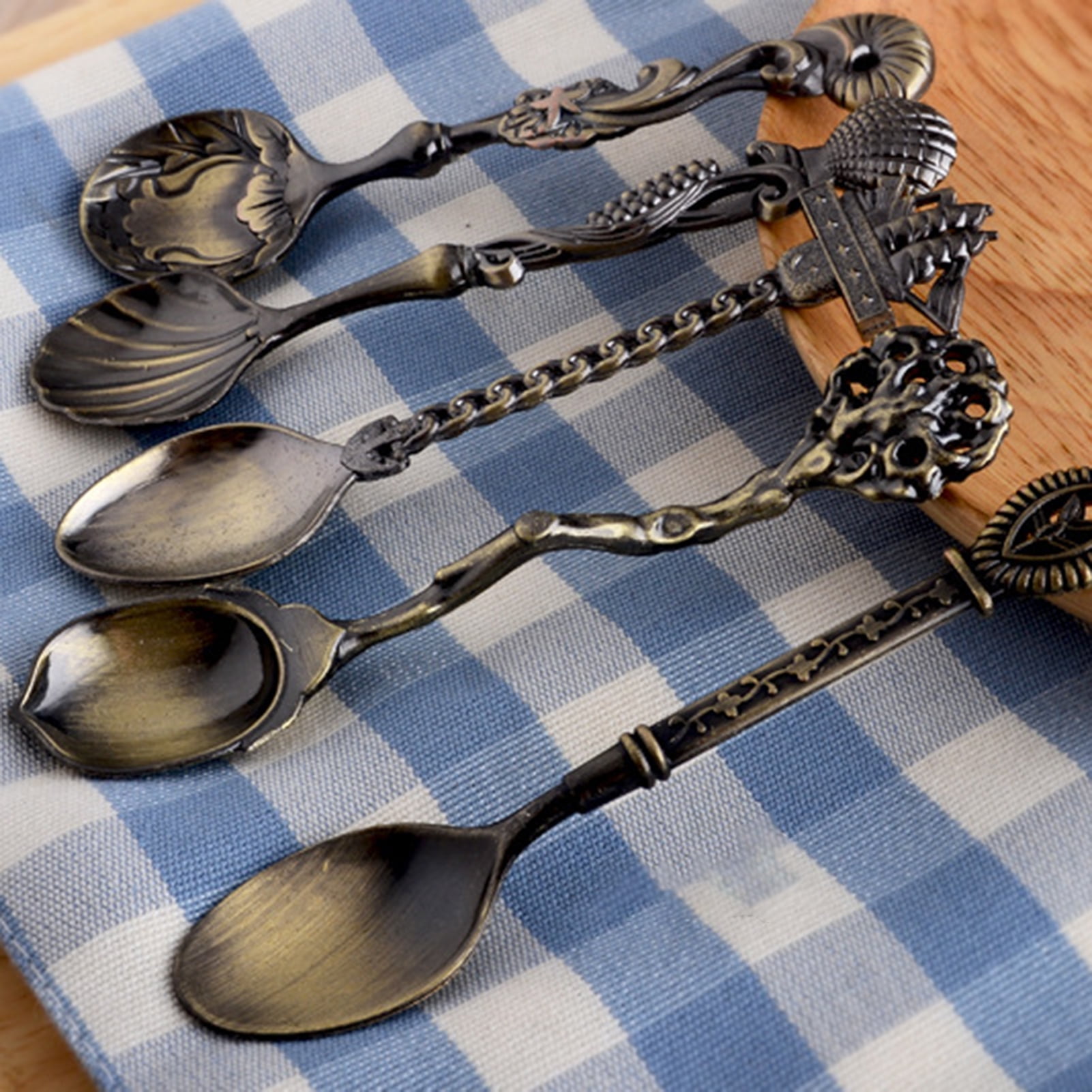 Spoon Coffee Spoon Set Vintage Table Spoon Antique Tea Spoons Coffee Royal  Style Metal Carved k Tablespoons 6 Pcs/Set 20% 