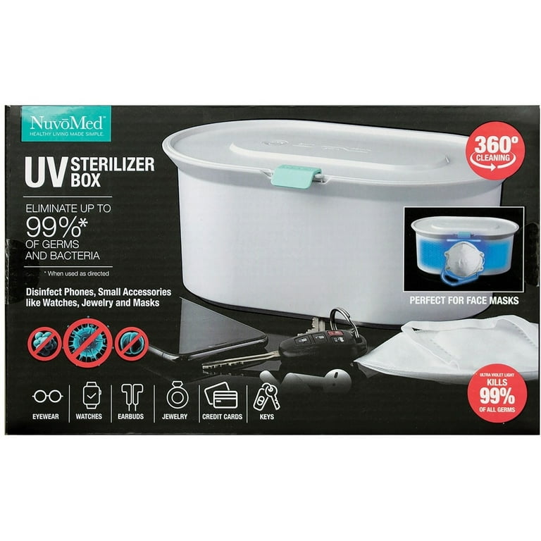 NuvoMed Portable UV Sterilizer Light Box, Kills 99.9% Germs, Ideal