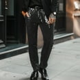 thumbnail image 2 of XIAONU Mens Sequined Dress Pants Slim Fit Formal Work Trousers Business Straight Leg Pants With Pockets, 2 of 9