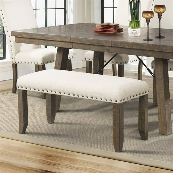 Picket House Furnishings Dex Bench in Smokey Walnut and Cream