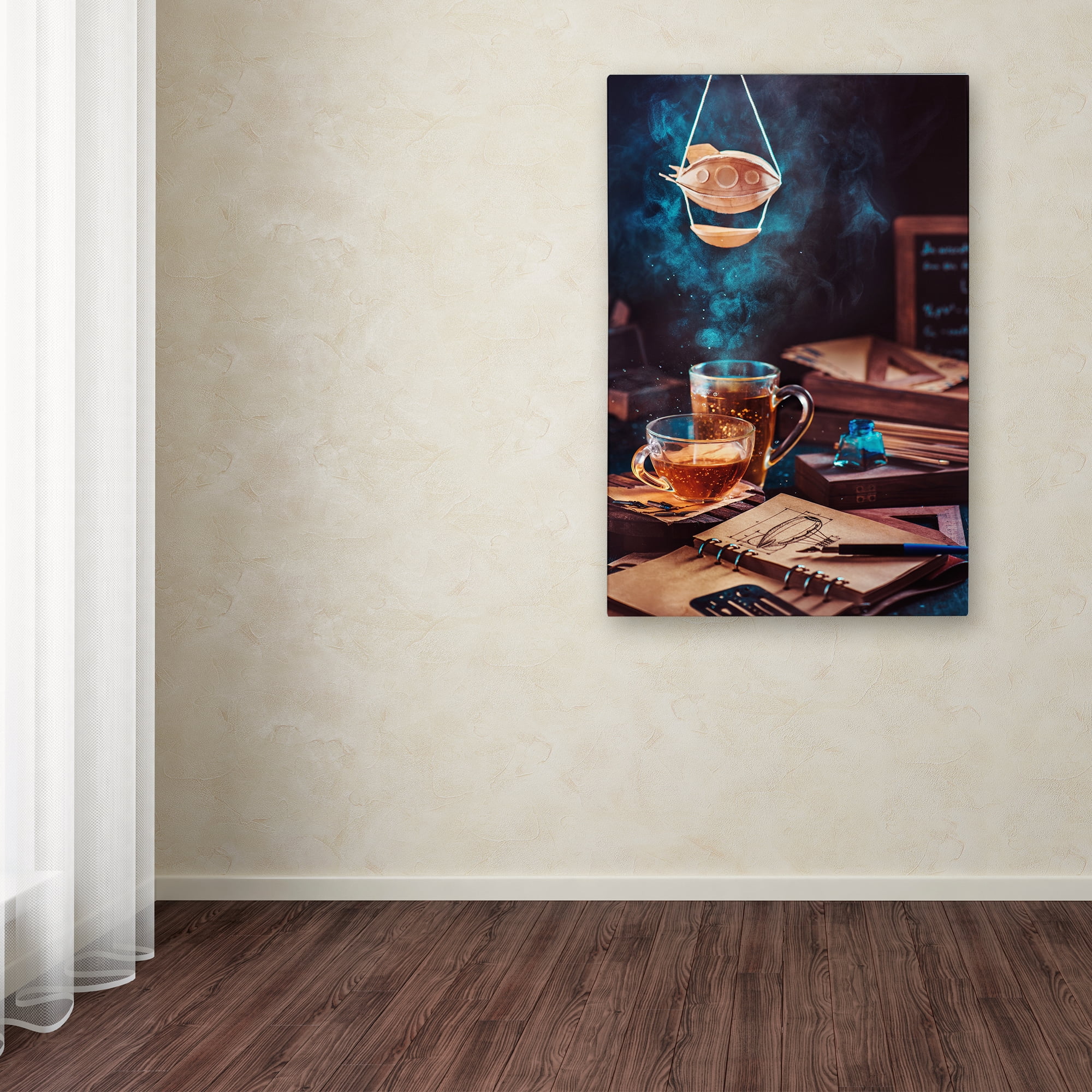 Trademark Fine Art 'Steampunk Tea With A Blimp' Canvas Art by Dina Belenko