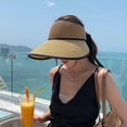 thumbnail image 2 of Women Straw Sun Visors Women Beach Hat Foldable Straw Sun Visors For Women Sun Protection Wide Brim Bowknot Sun Hat Empty Top Breathable Summer Beach Hat, 2 of 8