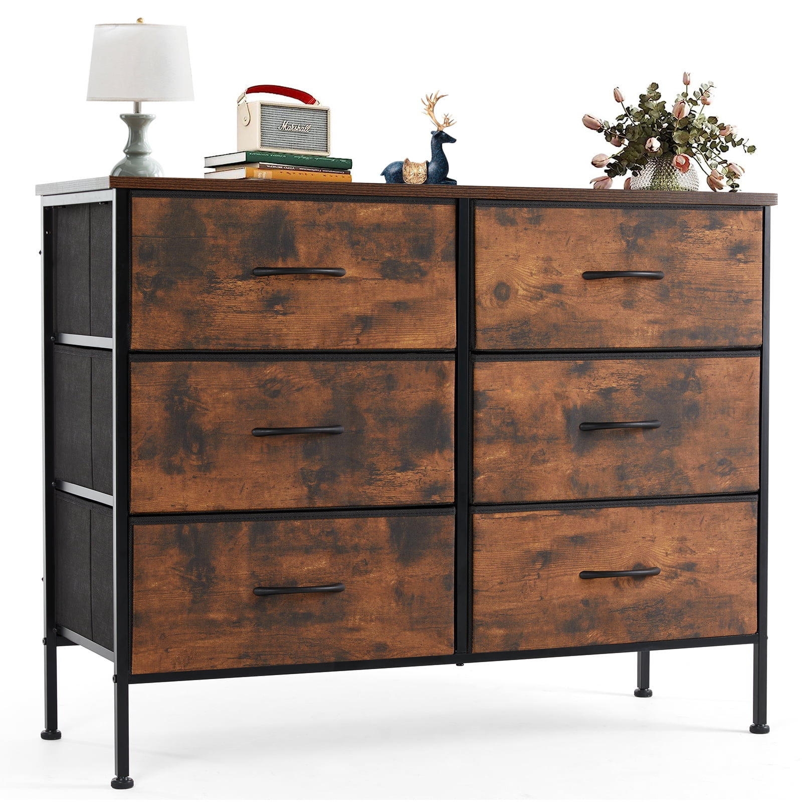 MAYEERTY 8 Drawer Dresser, Fabric Storage Dresser for Bedroom, Living Room, Black