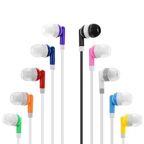 JustJamz 2.0 Jelly Matte Colorful in-Ear Earbud Headphones 3.5mm Stereo Multi-Color Bulk Earbuds for School Classroom Library 30 Pack 