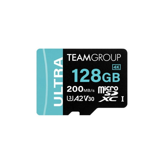Team 128GB Ultra-Fast microSDXC UHS-I/U3 Memory Card with Adapter, compatible with Nintendo-Switch, Steam Deck, and ROG Ally, Speed Up to 200MB/s (TULMSDX128GIA2V3022503)