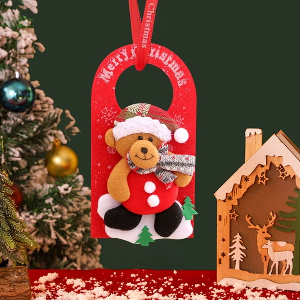 Decoraciones para perchas de puerta navideñas - Adorno mono de muñeco de nieve de una pieza para el pomo de puerta interior
