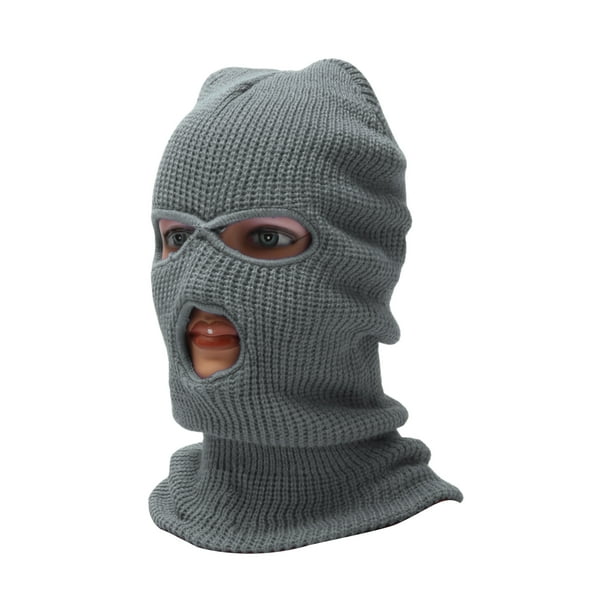 Máscara Facial Completa Acrílica Tres Agujeros Cubierta Facial Cálida, a Prueba de Viento Gris 1 Pcs