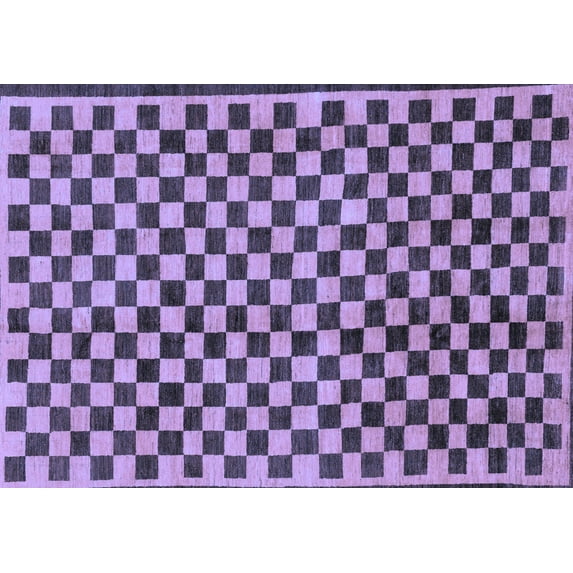 Ahgly Company Machine Washable Indoor Rectangle Checkered Blue Modern Area Rugs, 2' x 5'