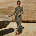 thumbnail image 5 of IBTOM CASTLE Women Muslim Swimsuits Modest Burkini Swimwear Islamic Long Sleeve Full Cover Swim Top Leggings Pants ​Bathing Suits M Brown Green & Split, 5 of 8