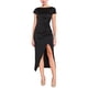 thumbnail image 1 of VESTIDOS DE SATÉN ARRUGADOS PARA FIESTAS DE MUJERES CON MANGAS CORTAS Y ABERTURA L NEGRO, 1 of 5