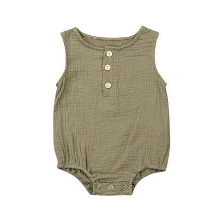

Kuriozud Baby Girl Sleeveless Solid Romper