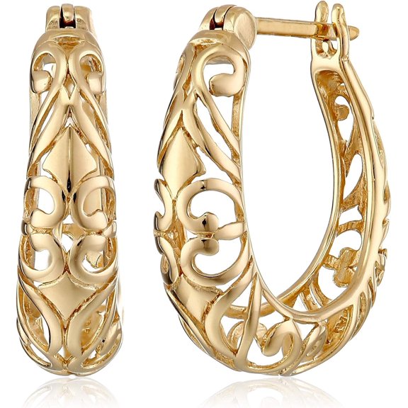 Soleilie Open Filigree Swirl Hoop Earrings in Sterling Silver