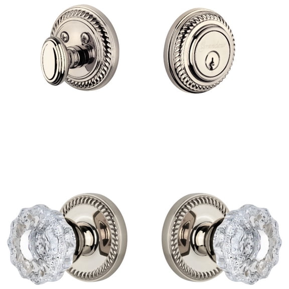 Grandeur 802465 Newport Solid Brass Single Cylinder Keyed Entry Knobset And Deadbolt Combo
