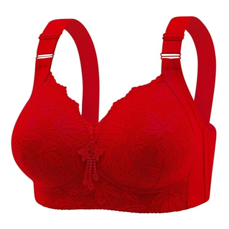 knqrhpse Push Up Bra Bras for Women No Underwire Fashionable And Casual Front Buttoned Underwear For Elderly People Skin Friendly And Comfortable Bra Front Closure Bras Minimizer Bra Red XXL