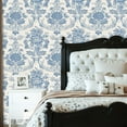 thumbnail image 2 of Vintage Peel and Stick Wallpaper 23.6in x 9.8ft Blue Floral Damask Elegant Swirls Detailing Contact Paper Vinyl Waterproof Self Adhesive Wall Paper for Bedroom Shelf Cabinet Renter Friendly, 2 of 8