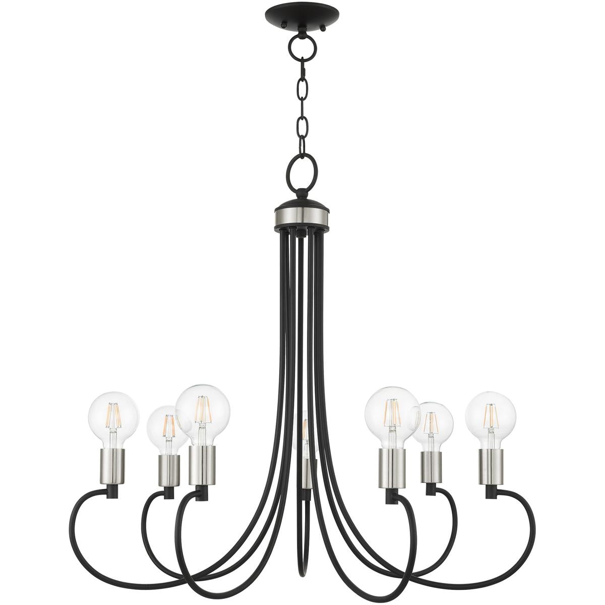 7 Light Black Chandelier with Steel base material