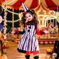 thumbnail image 5 of Auroural Girls Clown Dress Children Girls Halloween Vintage Style Performance Cos Clothing Long Sleeved Top Pinafore Dress Headpiece Necklace Arm Sleeves Set, 5 of 9