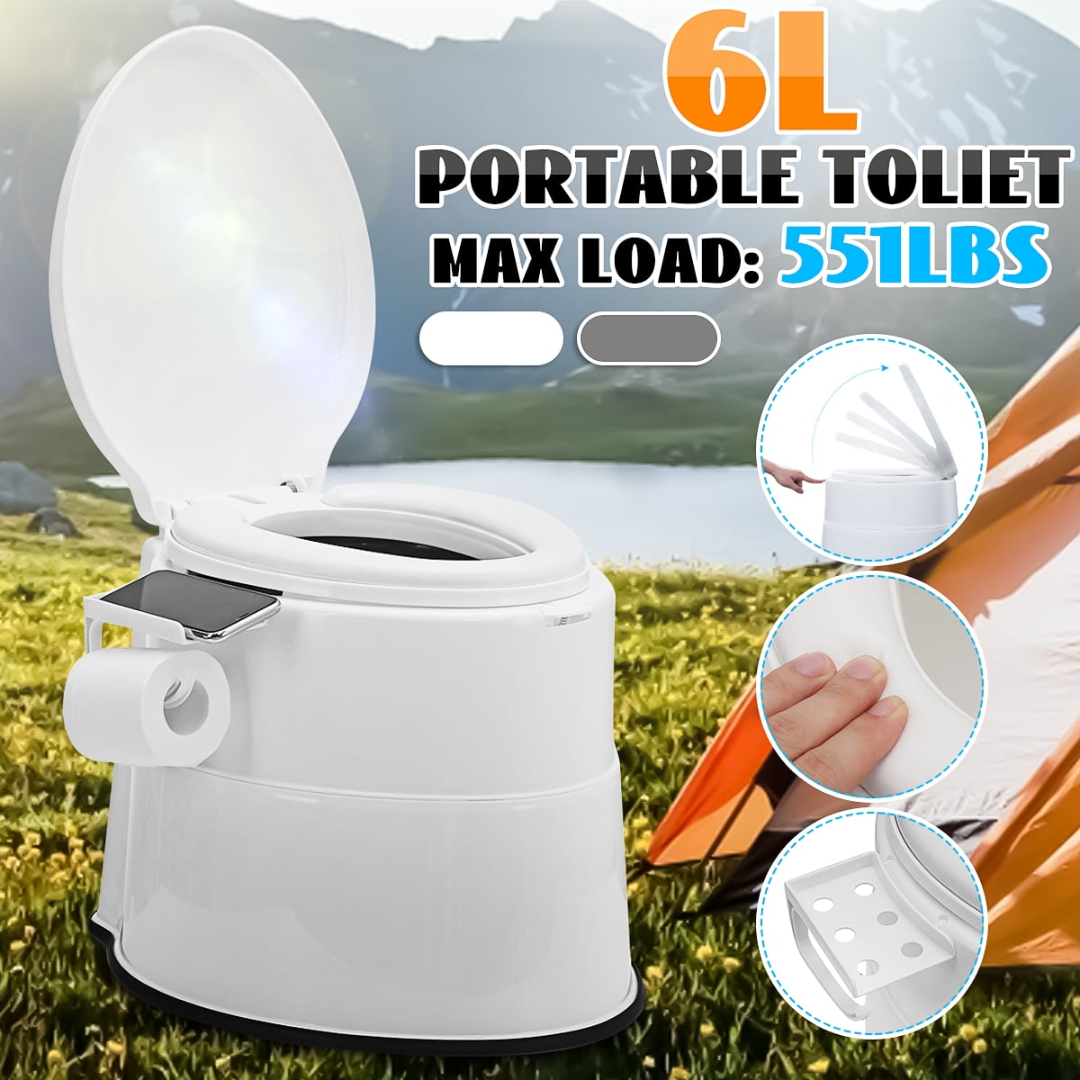 Details about   Portable Camping Traveling Hassock Toilet Easy Clean-up Disposal Paper Holder US 