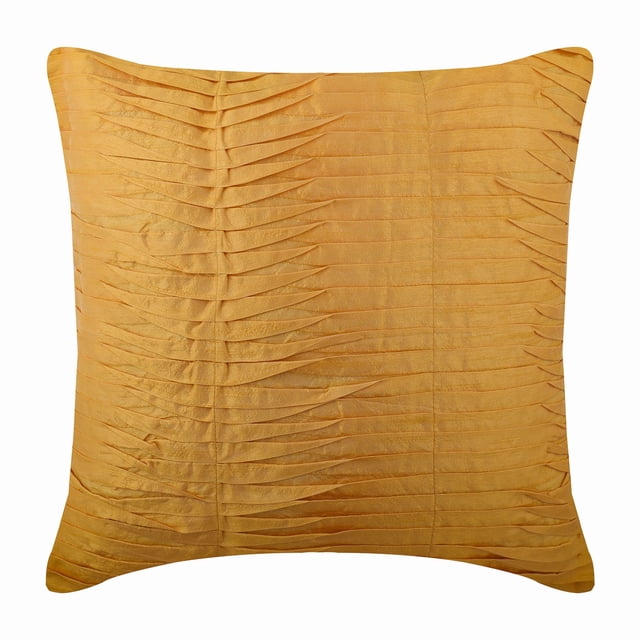 Mango Yellow Pillow Cover, Textured Pintucks Pillowcases, 20x20 inch (50x50 cm) Throw Pillow Cover, Modern Pillow Cover, Square Silk Pillow Cover Couch, Solid - Mango Souffle