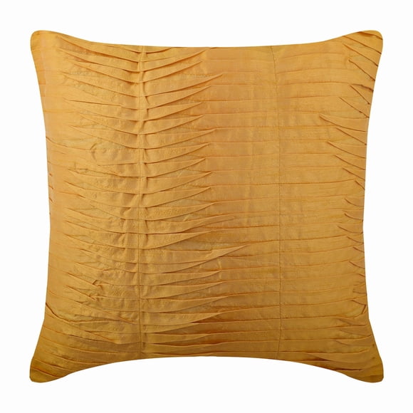 The HomeCentric Euro Sham, Decorative Mango Yellow Euro Shams Pack of 2, 26x26 inch (65x65 cm), Silk European Shams, Solid Color, Pintucks, Textured, Modern Euro Pillow Covers Easter - Mango Souffle